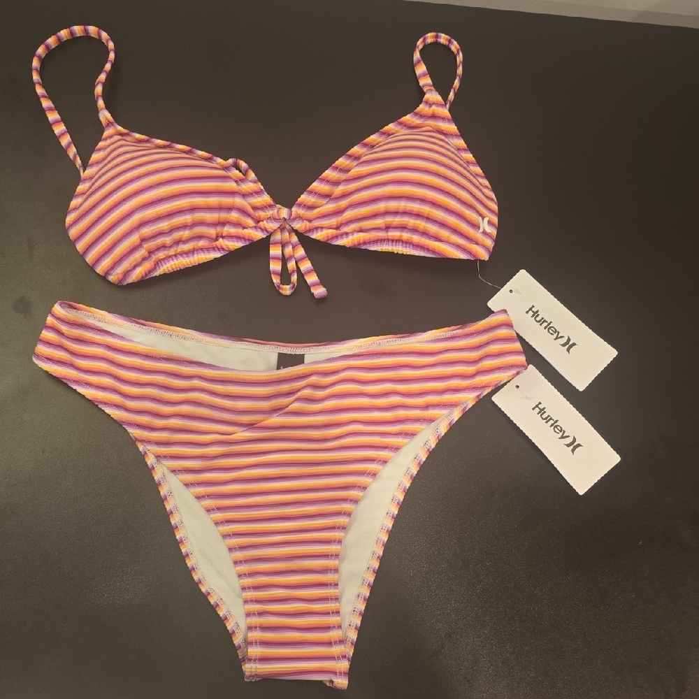 Hurley Multicolor Striped Bikini Set